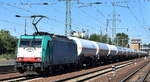Crossrail Benelux N.V., Antwerpen-Borgerhout [B]  mit der geleasten belgischen ATLU Lok  E 186 211  [NVR-Nummer: 91 88 7186 211-9 B-ATLU] und einem Ganzzug Druckgaskesselwagen (für Propangas) am