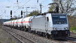 CTL Logistics GmbH, Berlin [D] mit der geleasten Akiem Lok  6186 267-1  [NVR-Nummer: 91 80 6186 267-1 D-AKIEM] und einem Ganzzug polnischer Druckgaskesselwagen (für Kohlenstoffdioxid,