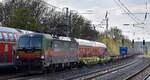 BUDAMAR LOGISTICS, a.s., Bratislava [SK] mit der geleasten RSL Vectron   193 808-3  [NVR-Nummer: 91 80 6193 808-3 D-RAILL] und einem KLV-Zug am 14.04.25 Höhe Bahnhof Saarmund.