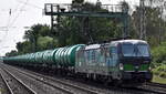 LTE Netherlands B.V., Rotterdam [NL] mit der geleasten ELL Vectron   193 738  [NVR-Nummer: 91 80 6193 738-2 D-ELOC] und einem Ganzzug Kesselwagen (für Erdöldestillate, N.A.G.