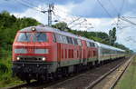 Doppeltraktion 218 832-4 + 218 831-6 schleppen einen IC-Zug samt Schublok 101 088-3 wahrscheinlich erst mal Richtung BF.