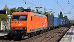 AMEH Trans - ArcelorMittal Eisenh�ttenstadt Transport GmbH, Eisenh�ttenstadt [D] mit ihrer  145-CL 203   [NVR-Nummer: 91 80 6145 099-8 D-EKO] und einem Containerzug am 30.07.26 H�he Bahnhof Berlin-Hohensch�nhausen.