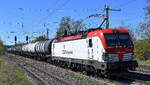 ORLEN Unipetrol Doprava, s.r.o., Litv�nov [CZ] mit ihrer Vectron  383 052-8  [NVR-Nummer: 91 54 7383 052-8 CZ-UNIDO] und einem Kesselwagenzug (f�r Benzin) am 22.04.26 H�he Bahnhof Saarmund.