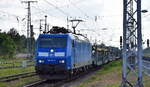 PRESS - Eisenbahn-Bau- and Betriebsgesellschaft Pressnitztalbahn mbH, Jöhstadt [D] mit ihrer  185 061-5  [NVR-Nummer: 91 85 4482 031-2 CH-PRESS] und einem PKW-Transportzug (leer) am 03.06.25