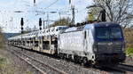 PKP CARGO S.A., Warszawa [PL] mit ihrer Vectron  EU46-511  [NVR-Nummer: 91 51 5370 023-1 PL-PKPC] und einem Nutzfahrzeug-Transportzug (fabrikneue Toyota-Transporter) Richtung Polen am 16.04.26