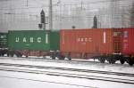 Belgische Containertragwageneinheit eingestellt mit der Nr.