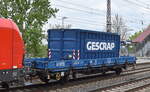 Zweiachsiger Flachwagen mit Seiten- und Stirnwandklappen der Fa.