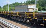 Spezialg�terwagen, Drehgestell-Flachwagen f�r Langschienen-Transporte der Fa.