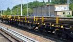 Spezialg�terwagen, Drehgestell-Flachwagen f�r Langschienen-Transporte der Fa.