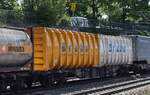 Drehgestell-Containertragwagen vom Einsteller ERR European Rail Rent GmbH mit der Nr.