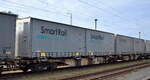 Gelenk-Containertragwagen mit LKW-Wechselbrücken im Transport-Auftrag von Captrain/ITL beladen vom Einsteller VTG Schweiz GmbH mit der Nr.