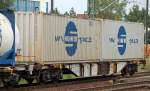 Containertragwagen vom Typ Sgnss 735 (AAE 585) beladen mit zwei Containern (www.schmidt-group.de) eingestellt mit der Nr.