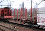 Drehgestellflachwagen mit Rungen der DB eingestellt mit der Nr.