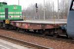 Drehgestellflachwagen mit vier Rads�tzen ohne Rungen der DB eingestellt mit der Nr.
