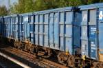 Ein Ganzzug offener G�terwagen vom Typ Eaos des Wageneinstellers VTG aus Hamburg, im Bild der Wagen mit der Nr.