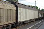 Schiebewandwagen vom Wageneinsteller Transwaggon vom Typ Habiins 12 in Deutschland eingestellt mit der Nr.