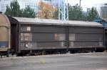 Schiebewandwagen mit zwei Rads�tzen ohne Trennwandsystem der DB vom Typ Hbis-ww 299 eingestellt mit der Nr.