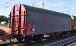 Französischer Drehgestell-Flachwagen mit Schiebeplane für Coil-Transporte vom Einsteller ERMEWA SA mit der Nr.