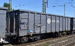 Franz�sischer Drehgestell-Hochbordwagen vom Einsteller ERMEWA SA. mit der Nr. 33 TEN GE 87 F-ERSA 5840 617-1 Eamnos in einem Ganzzug am 24.06.26 Durchfahrt Bahnhof Falkenberg (Elster).