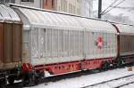 Ein noch ganz frischer �sterreichischer Schiebewandwagen der Rail Cargo Austria eingestellt mit der Nr.