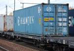Polnischer Containertragewagen der PKP-Cargo vom Typ Sgs am 16.10.13 Bhf.