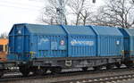 Polnischer Drehgestell-Flachwagen für Coiltransporte mit Teleskophauben der PKP Cargo mit der Nr.