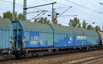 Polnischer Drehgestell-Flachwagen mit Teleskophauben für Coiltransporte der PKP Cargo mit der Nr.
