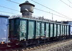 Polnischer Drehgestell-Hochbordwagen vom Einsteller Protor sp. z o.o. mit der Nr. 84 51 PL-PROT 5348 181-5 Eaos in einem Ganzzug am 18.03.26 Durchfahrt Bahnhof Kostrzyn nad Odrą (Polen).