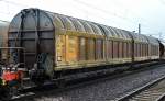 Schwedische Schiebewandwagen-Einheit vom Wageneinsteller TRABNSWAGGON AB Helsingborg mit der Nr.