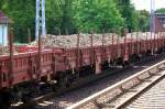 Drehgestellflachwagen mit Rungen vom slowakischen Einsteller LOKO TRANS eingestellt mit der Nr.