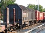 Blauer Teleskophaubenwagen vom Wageneinsteller NACCO f�r die Fa.