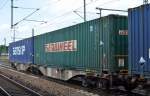 Ein grüner Container mit der Aufschrift SEAWHEEL vom irischen Logistikunternehmen Seawheel Ltd.