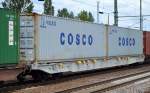 Eine der weltgrößten Reedereien und Logistikriesen aus China, COSCO (China Ocean (Group) Company) mit Sitz in Peking mit eigener riesiger Containerschiffflotte, 26.06.14 Bhf.