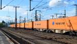 Ein größere Anzahl von Containern der deutschen Hapag lloyd am 23.05.14 Bhf.