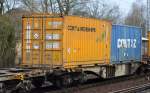 Die finnische Fa.Containerships Ltd Oy mit einem ihrer gelben Container und daneben vom britischen Unternehmen Contaz Lines Ltd.
