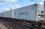 Mehrere 40’ Standard Kühlthermo-Container, im Bild ein Container der Reederei Safmarine Container Lines N.V.