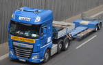 DAF XF EURO6 Schwerlastzug mit Ladebrücken-Trailer der Sped.