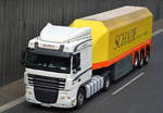 DAF XF 105.460 Zugmaschine mit Spezialtrailer für Großscheibentransporte (Glas)der Sped.