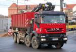 Ein IVECO TRAKKER 410 Abrollkipper einer Berliner Tiefbaufirma (ER-EN)am 19.01.11 Berlin-Pankow.