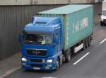 MAN Sattelzug mit Containertr�ger, 22.10.10 Berliner Stadtautobahn H�he Knobelsdorffstr.