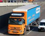MB ACTROS 1841 Sattelzug der Entsorgungsfirma Batscherer am 03.04.09 Berliner Stadtautobahn H�he Knobelsdorffbr�cke.
