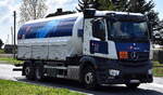 Ein MB ANTOS 2536 Gasdruckkessel-LKW (UN-Nr.: 23/196 = Kohlenwasserstoffgas) der Fa. Westfalen AG am 21.04.26 Bahnübergang Rodleben.
