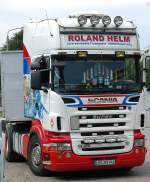 Eine sehr sch�ne Zugmaschine mit Seitenbemalung, ein SCANIA R500 der Fa.