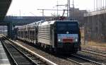 Zum ersten Mal sichte ich nun auch endlich mal den PKW-Transportzug mit fabrikneuen Fiat 500 aus Polen mit einer von PKP cargo angemieteten MRCE 189�r.