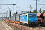 MRCE Dispolok ES64F4-205 der PKP EU45-205/618 9 205-8 der PKP Cargo mit Taschwagen- und Contaiertragwagen am 21.08.12 Bhf.