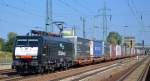 ERSR mit MRCE Dispolok 189-201/ES 64 F4-201 und KLV-Zug am 18.09.14 Durchfahrt Bhf.