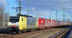 Rücktour nach Rotterdam, der ERSR Poznan-Shuttle mit MRCE Dispo E 189-202/ES 64 F4-202 am 05.02.15 Durchfahrt Bhf.