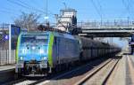 MRCE Dispolok 189-804/EU45-804 der PKP Cargo mit Ganzzug Schüttgutwagen am 18.03.15 Berlin-Hohenschönhausen.