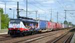 ERSR Poznan-Shuttle auf der Rückfahrt nach Rotterdam mit MRCE E 189-213 + KLV-Zug am 19-05-15 Durchfahrt Bhf.