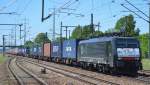 ERSR Poznan-Shuttle mit MRCE Lok E 189-200/ES 64 F4-200 am 05.06.15 Durchfahrt Bhf.